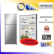 443L HITACHI 2 -Door Inverter Fridge 2-Pintu Peti Sejuk | Dual Fan Cooling Refrigerator | R-VX490PM9