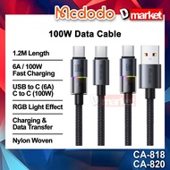 Mcdodo CA-818 Data Cable 6A Fast Charging Cable Mcdodo CA-820 100W Cable RGB Light Type-C Kabel 1.2M