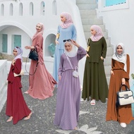 2pc set Nursing Dress baju daisy kurung ironless murah Breastfeeding women blouse muslimah baju abay