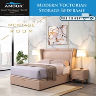 AMOUR MODERN VICTORIAN Genuine Leather Storage Bed Frame Queen Size/King Size