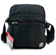 Chinatown Leather กระเป๋าผู้ชาย ผ้า ร้อยเข็มขัด สะพาย สีดำ Dakar 3 ซิปยื่นตั้ง