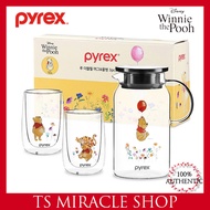 pyrex PYREX Winnie the Pooh Glass Double Wall Mug Cup  Water Bottle 3P Set