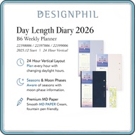 MIDORI 2026 Day Length Diary B6 Weekly Planner 24 Hour Vertical Schedule Book, MD Paper, Moon Phases
