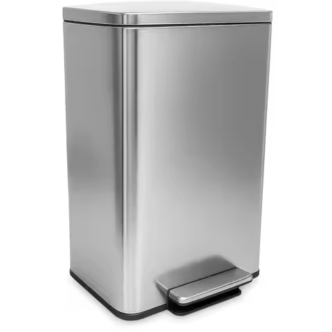 50L Soft-Close Stainless Steel Trash Can with Foot Pedal, Smudge Resistant & Built-in Filter, Sleek 