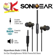 SONICGEAR HYPERBASS BUDS 1 XXL DRIVER WIRED IN-EAR HEADPHONES WITH POWERFUL BASS / MICROPHONE / CLEAR VOICE / HEADSETS