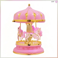 Carousel Music Box Glittering Rotating Wooden Horse Music Box Flashing Carousel Music Box ( ) junsha