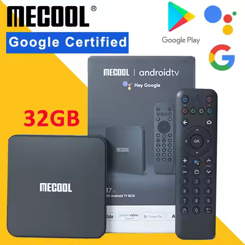 MECOOL KM7 SE 2GB 32GB Android TV BOX Amlogic AV1 Google Certified Chromecast Hebrew Portuguese Voic