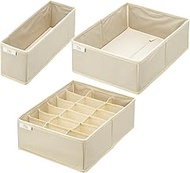 Tenma Fabric Storage Box, Fabric Series, Set of 3, Fits Plus 25.6 inches (65 cm) Wide, B Set, Ivory,