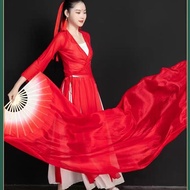 ✨Simulation Silk Dance Fan Ethnic Dance Plus Dance Fan Yangko Dance Silk Fan Performance Red Classic