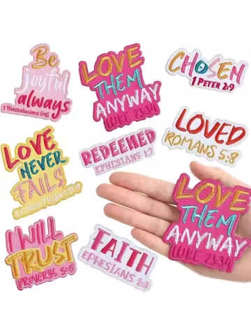 1/10PCS Set Positive English Alphabet Embroidery Cloth Jesus Faith/I Will Trust/be JoyfulPatch Patch