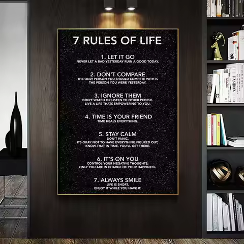 7 Rules of Life Inspirational Wall Art Motivational Sports Canvas Painting And Prints Posters Quotes