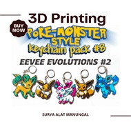 Poke-monster Keychain Pack 8 Eevee Evolutions