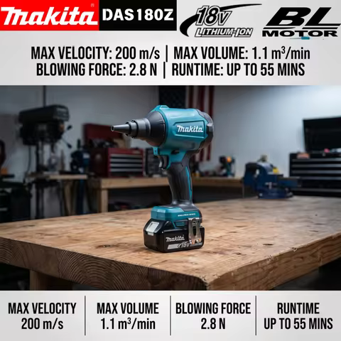 Makita DAS180 Brushless Air Blower Cordless Air Dust Removal Gun with Nozzle Multifunction Dusting M