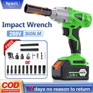 Reaim cordless impact wrench 288V 2 baterai cordless mesin pembuka baut ban bor set MESIN BOR UNTUK 