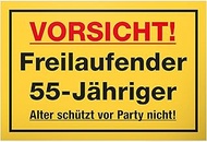 Freilaufender 55 Year Old Sign 30 x 20 cm - 55th Birthday Gift Boyfriend 55 Years 55s Men Gift - Bir