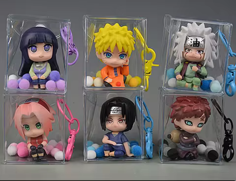 Naruto Shippuden Character Acrylic Case Keychain Set Hinata Naruto Jiraiya Sakura Itachi Gaara Cute 
