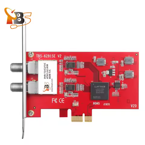 TBS6281se V2 Dual Tuner PCIe Card DVB-T2/C2/T/C(J.83A/B/C)/ISDB-T/C/ATSC1.0 TV Tuner Card Support Wi