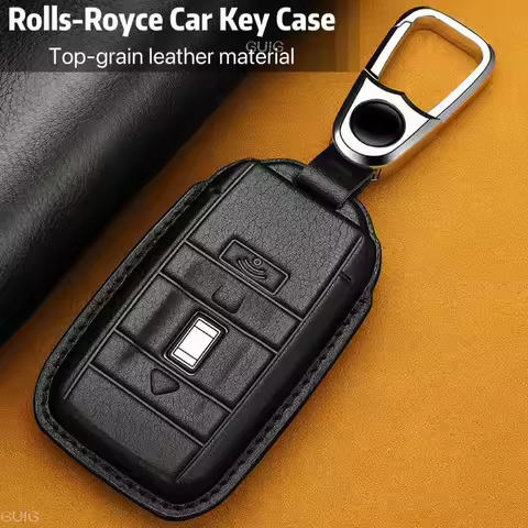 Full Protection Genuine Leather Car Key Case Fob Shell for Rolls-Royce Models Cullinan Phantom Ghost