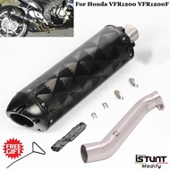 Motorcycle Exhaust Escape Modified Middle Link Pipe 51mm Carbon Fibre Two Brothers Muffler Slip On For Honda VFR1200 VFR
