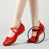 Square Dance Shoes Women Flat Canvas Shoes Adult Anti-slip Red Four Seasons Dance Shoes Soft Sole Mid-heel Dance Shoes