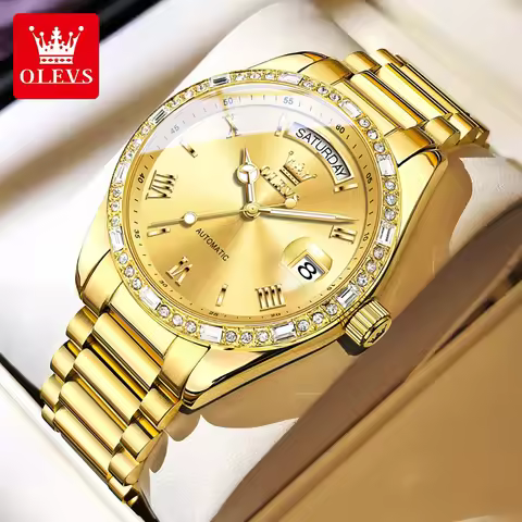 OLEVS 6747 Luxury Diamond Watch Waterproof Luminous Stainless Steel Automatic Mechanical Watch for M