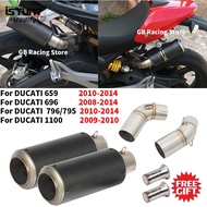 For Ducati Monster 659 696 695 795 1100 Exhaust Pipe Hypermotard 796 2008-2014 Motorcycle Mid Pipe