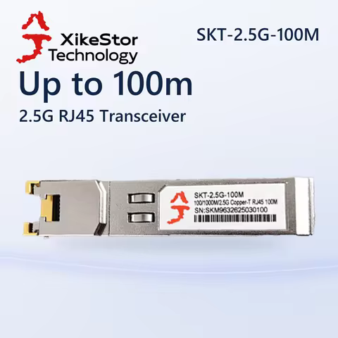 XikeStor 2.5G SFP to RJ45 Module 2.5G port, transmission distance: 100m, compatible with 2.5G/1G Plu