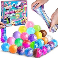 Fluffy Slime Balls Party Favors, FunKidz 25PCS Premade Slime Pack Toys Gifts for Girls Boys Includes Butter Unicorn Mermaid Glow in The Dark Galaxy Clear Slime