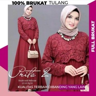 BJ343 Prita Brukat Gamis Tulang Glitter