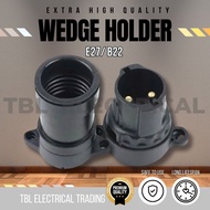 B22/E27 Wedge Lamp Holder/Socket Light Bulb Holder [Weatherproof] (Black)