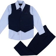 Vittorino Boys 4 Piece Suit Set with Vest, Dress Shirt, Bow Tie, Pants & Pocket Square | Big & Littl