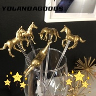 YOLA Drink Stirrers, Water Cup Accessories Drink Tool Horse Straw Decoration,  Metal Horse Stirrer Horse Shape Metal Horse Straw