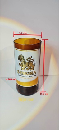 แก้วตัดจากขวด SINGHA แก้วสิงห์ แก้วตัดจากขวดสิงห์ งานDIY