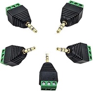 5-pack 1/8" 3.5mm 3 Pole TRS Stereo AV Male to 3-screw Terminal Stereo Female Headphone AUX Balun Co