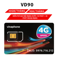 (Deal Sốc) Sim Vinaphone đăng ký gói cước VD90 Ưu đãi data 1Gb/ngày gọi thoại nội ngoại mạng cực c