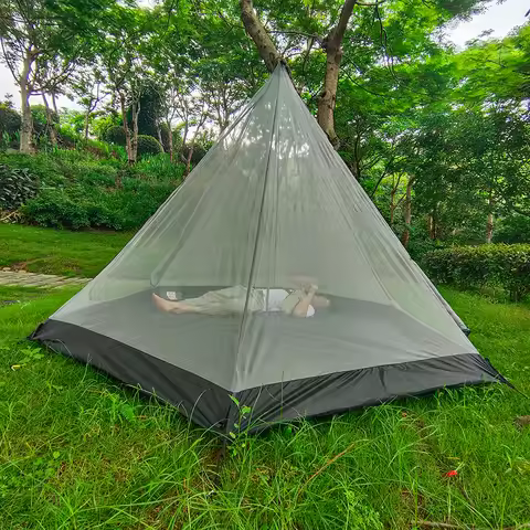 Camping Mesh Tent 4 Persons Anti-mosquito Breathable Outdoor Family Large Pyramid Inner Tents