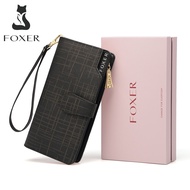 FOXERผู้หญิงกระเป๋าสตางค์หนังกระเป๋าเงินผู้ชายกระเป๋าสตางค์แบบบางที่มีWristletกระเป๋าเก็บบัตร