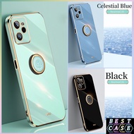 Casing Realme C35 Casing Realme C35 Casing Cute Phone Ring Holder Electroplated Phone Casing Full Co