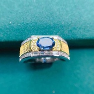 托帕石戒指、藍色托帕石戒指、托帕石銀戒指、男士戒指、天然托帕石