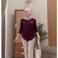 KEMEJA Women's Embroidered Shirt Premium Rayon Twill Material Embroidered Floral Motif 7 Sleeves Lat