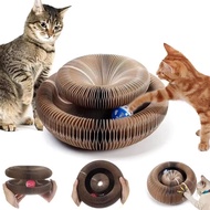 Magic Accordion Cat Scratcher Toy: Interactive Rolling Bell Ball Play Toy for Kittens Mainan Kucing 