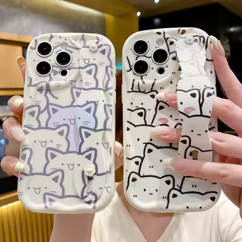 Wrist Strap Case For Samsung S25 S24 S23 S22 Plus Ultra S21 S20 FE A55 54 35 15 52 53 73 25 Cream Fu