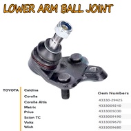 BALL JOINT TOYOTA WISH ZGE20 ZGE22 ALTIS ZZE141 ZZE142 ZRE142 ZRE171 ZRE172 CALDINA ZZT241 AZT241 AZ