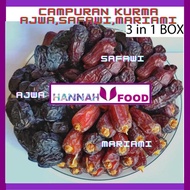 Healthy Mixed Dates | Campuran Kurma Ajwa, Mariami, Safawi | Grade AA | Organic Dates | Natural | Fr