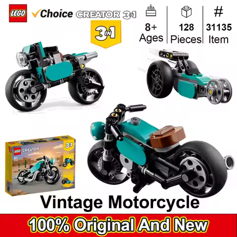 LEGO 31135 Creator 3 in 1 Vintage Motorcycle Set, Vehicle Building Toys, Great Gift for Boys, Girls,