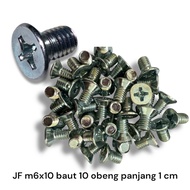 200 pcs JF m6x10 baut 10 obeng panjang 1 cm