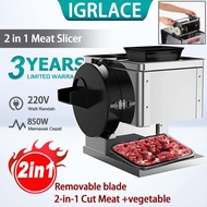 IGRLACE 2-in-1 Commercial Stainless Steel Automatic Electric Shredded Meat Cutting Machine Slicer Me