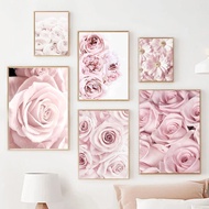 Pink Floral Bloom Pattern Wall Art Decoration Wooden Bedroom Decor