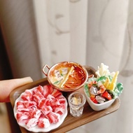 火鍋 鴛鴦鍋 肉盤 潛艇堡 袖珍 手作 迷你 食玩 微型