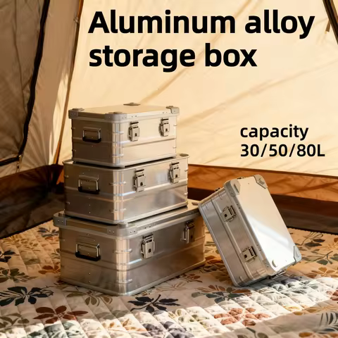 30L 50L 80L Aluminum Alloy Travel Storage Box Silver Storage Box for Camping Household Car Picnic Tr